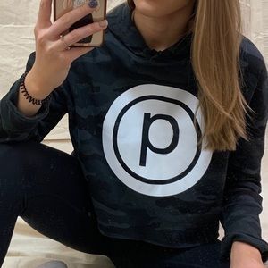 Pure Barre black camo cropped hoodie